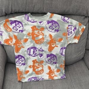 Kids Short Sleeve Graphic Tee in Purple & Orange Characters